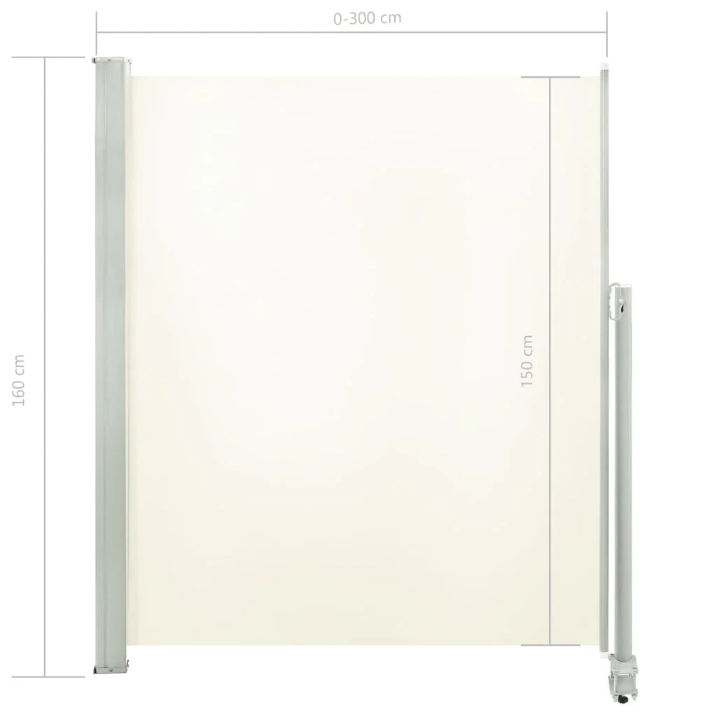Tenda da sole laterale retrattile/schermo privacy per patio giardino terrazza balcone 160 x 300 cm bianco sporco 02_0007272