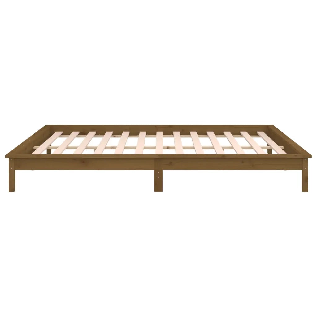 Letto matrimoniale | Letto per adulti | Giroletto con LED senza Materasso Ambra 140x190 Legno Massello