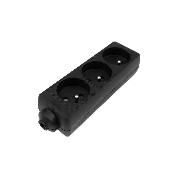 Multipresa senza cavo 3 prese con terra nera Ecolight