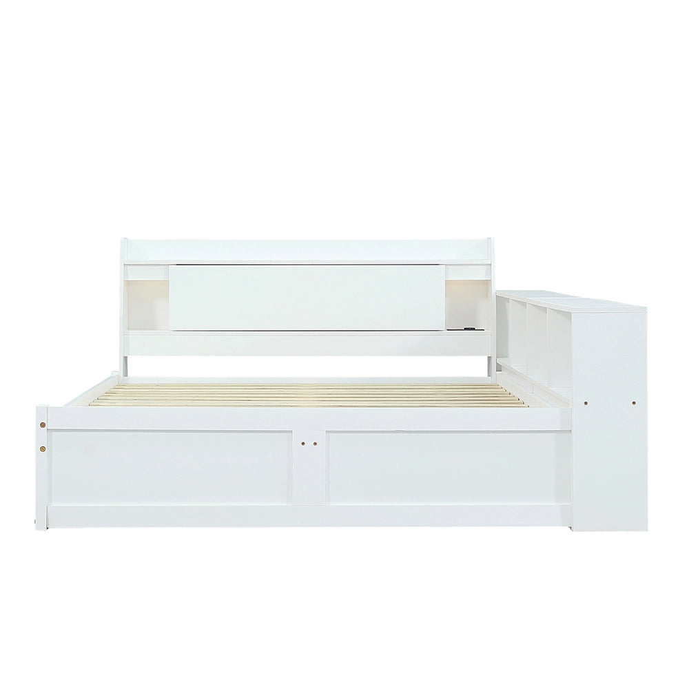 Letto matrimoniale - Xylo - 140x200 cm USB bianco