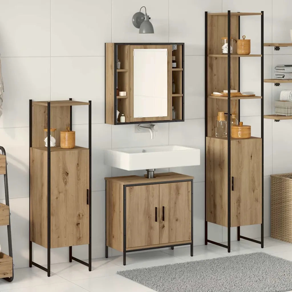 Set di mobili per il bagno 4 pcs Marrone Legno multistrato 3334428