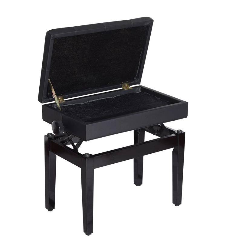SGABELLO PER PIANOFORTE CON VANO PORTAOGGETTI ALTEZZA REGOLABILE NERO