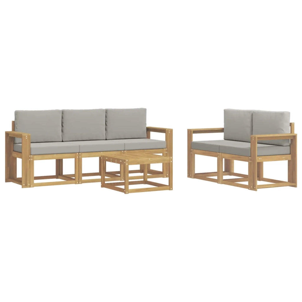Set di divani da esterno 6 pz Bianco e Grigio Chiaro Poliestere 3387250