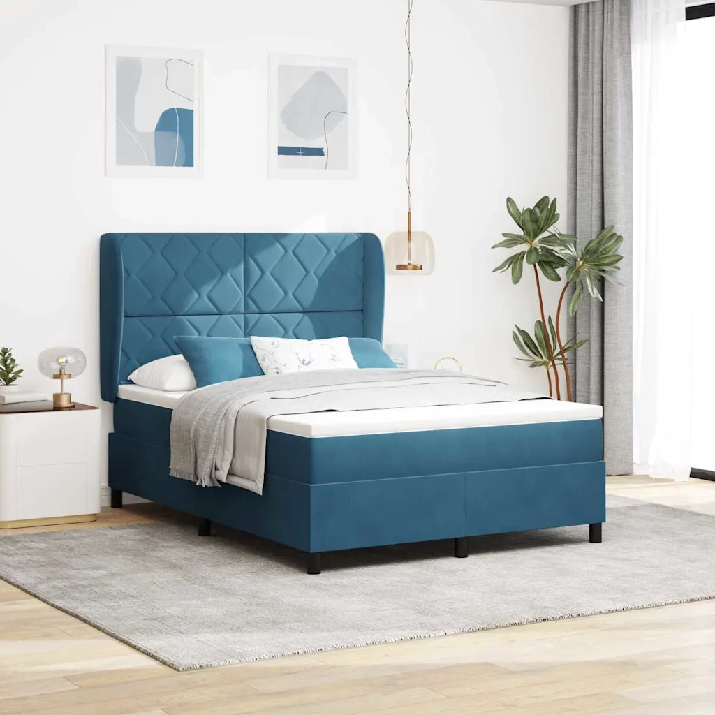Letto a molle con testiera Blu Scuro 200 x 140 cm Velluto 3340986