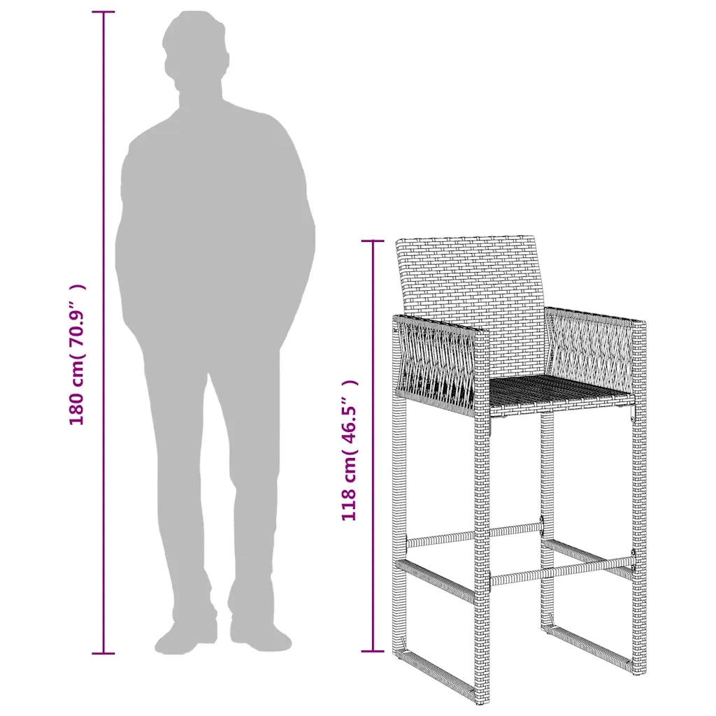 Sgabelli da Bar da Giardino 2 pz in Polyrattan Nero 368702