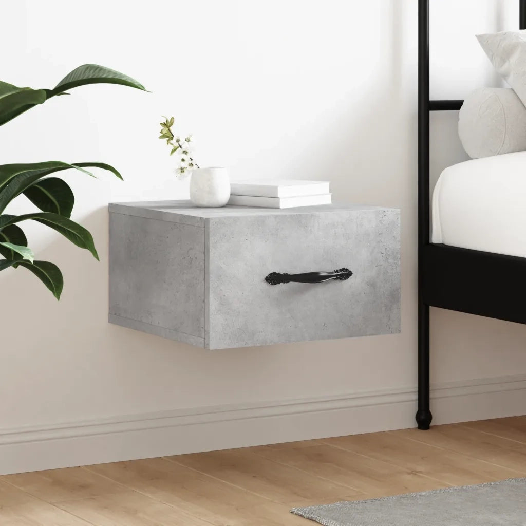 Comodino | Armadio da Notte | Mobiletto da notte a Muro Grigio Cemento 35x35x20 cm