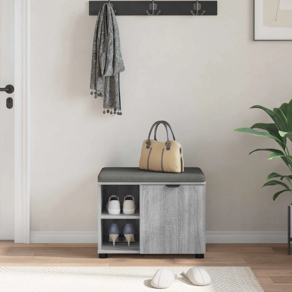 Panca per ingresso con cuscino Sonoma grigia 60 x 38 x 46 cm 891501