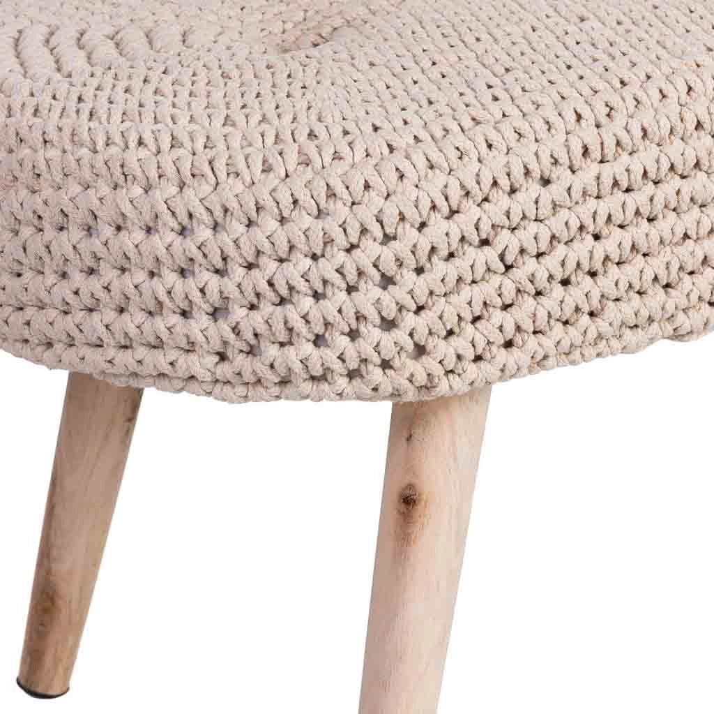 Panca in legno e cotone 82x43x43h cm beige