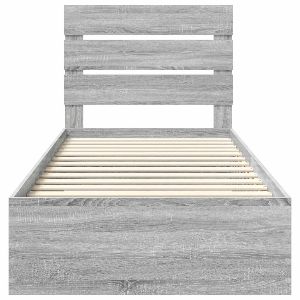 Struttura del letto-Giroletto Grigio Sonoma e Argento 75 x 190 cm 495834