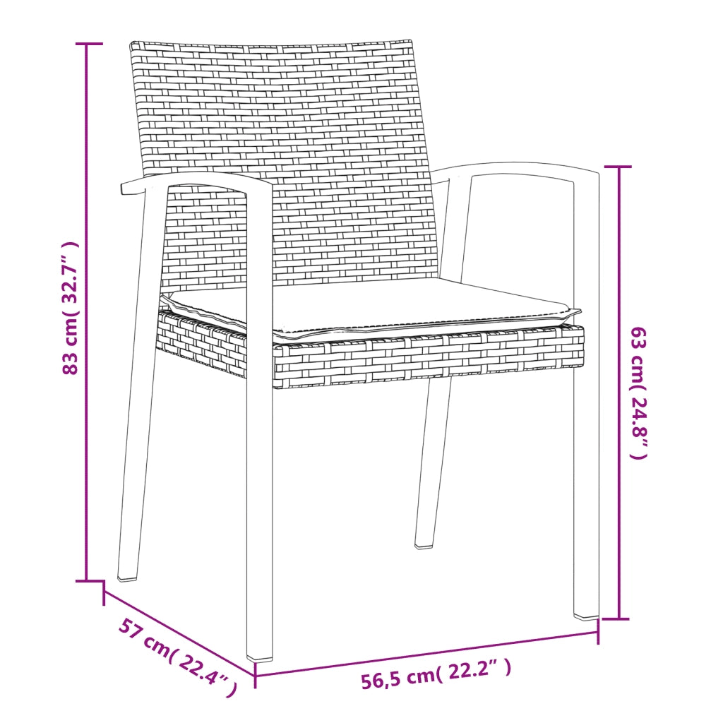 Set Pranzo da Giardino 5pz con Cuscini in Polyrattan e Acciaio 3186995