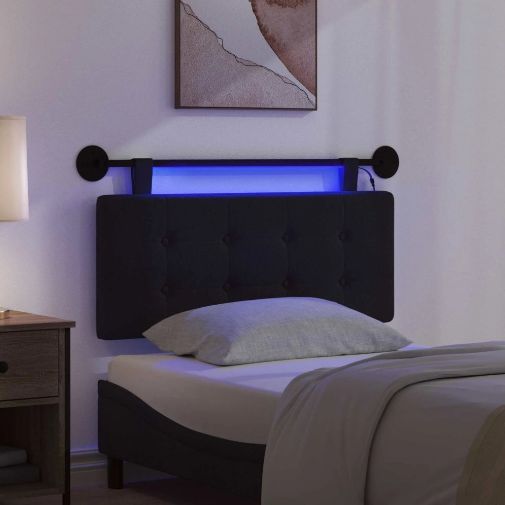 Testiera sospesa Con luce LED Nero Tessuto 3424389