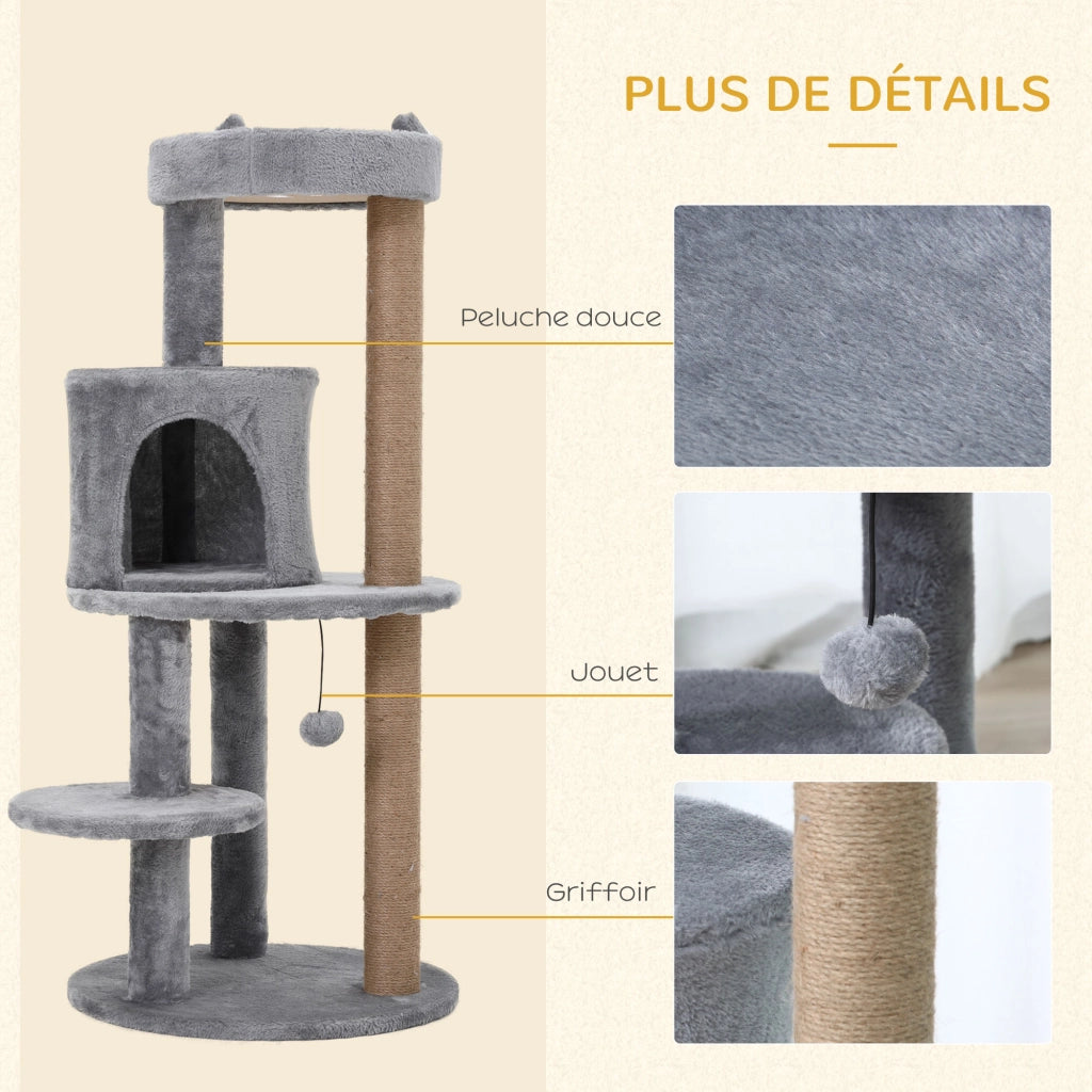 Albero per gatti con piattaforme e tiragraffi ¨C Minimal ¨C Grigio ?48x104 cm