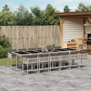 Set da Pranzo da Giardino 13pz con Cuscini Grigio in Polyrattan 3211487