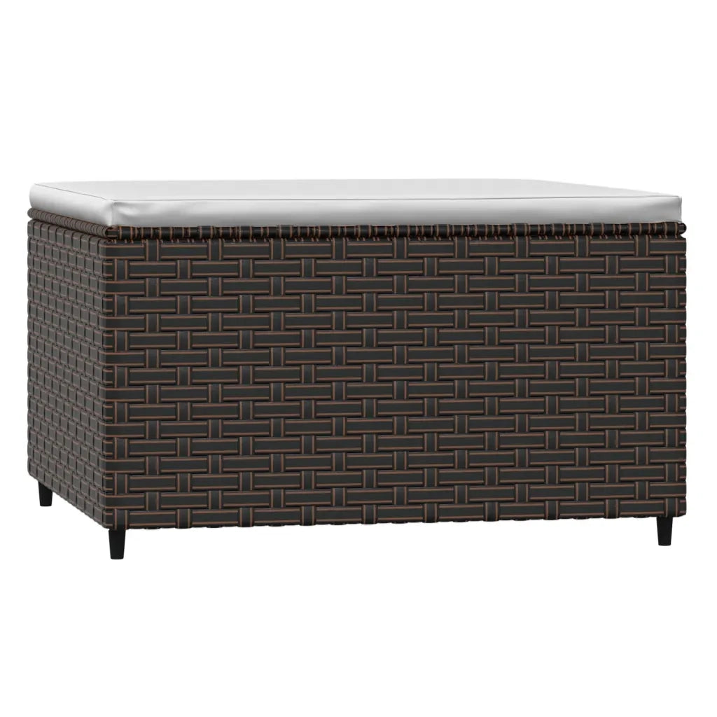 Poggiapiedi da Giardino con Cuscino in Polyrattan Marrone CFW3408164