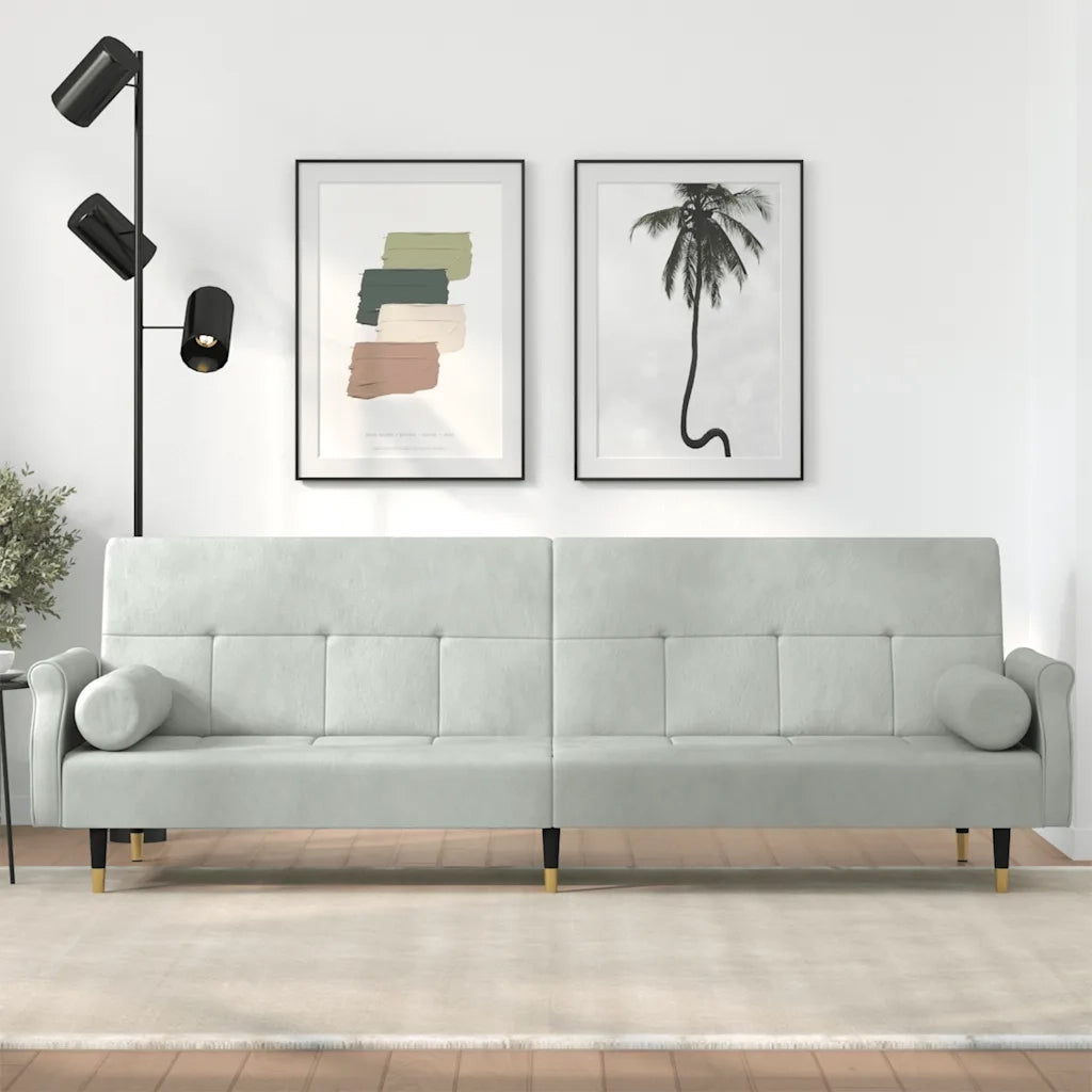 Divano letto | Sof¨¤ letto | Letto singolo con Cuscini Grigio Chiaro in Velluto