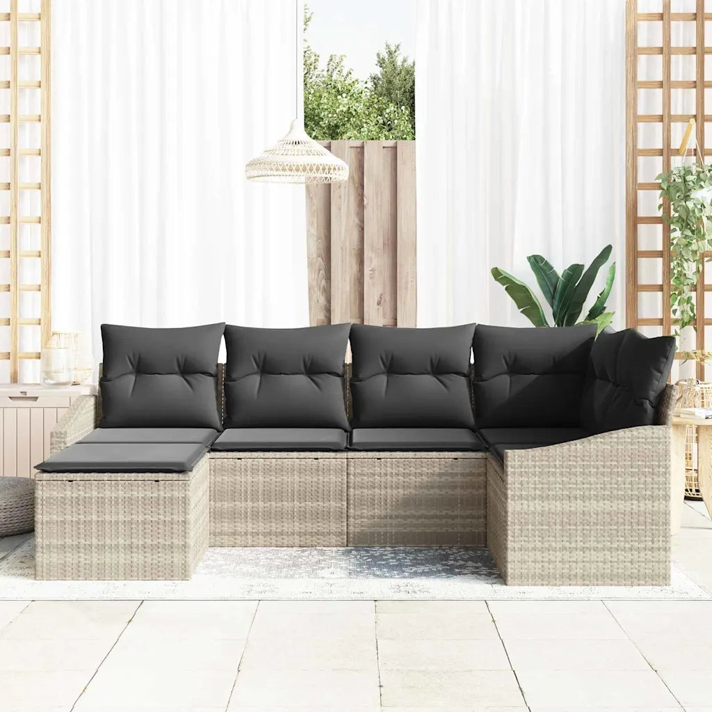 Set di divani con cuscino 6 pcs Grigio chiaro polyrattan 3346792