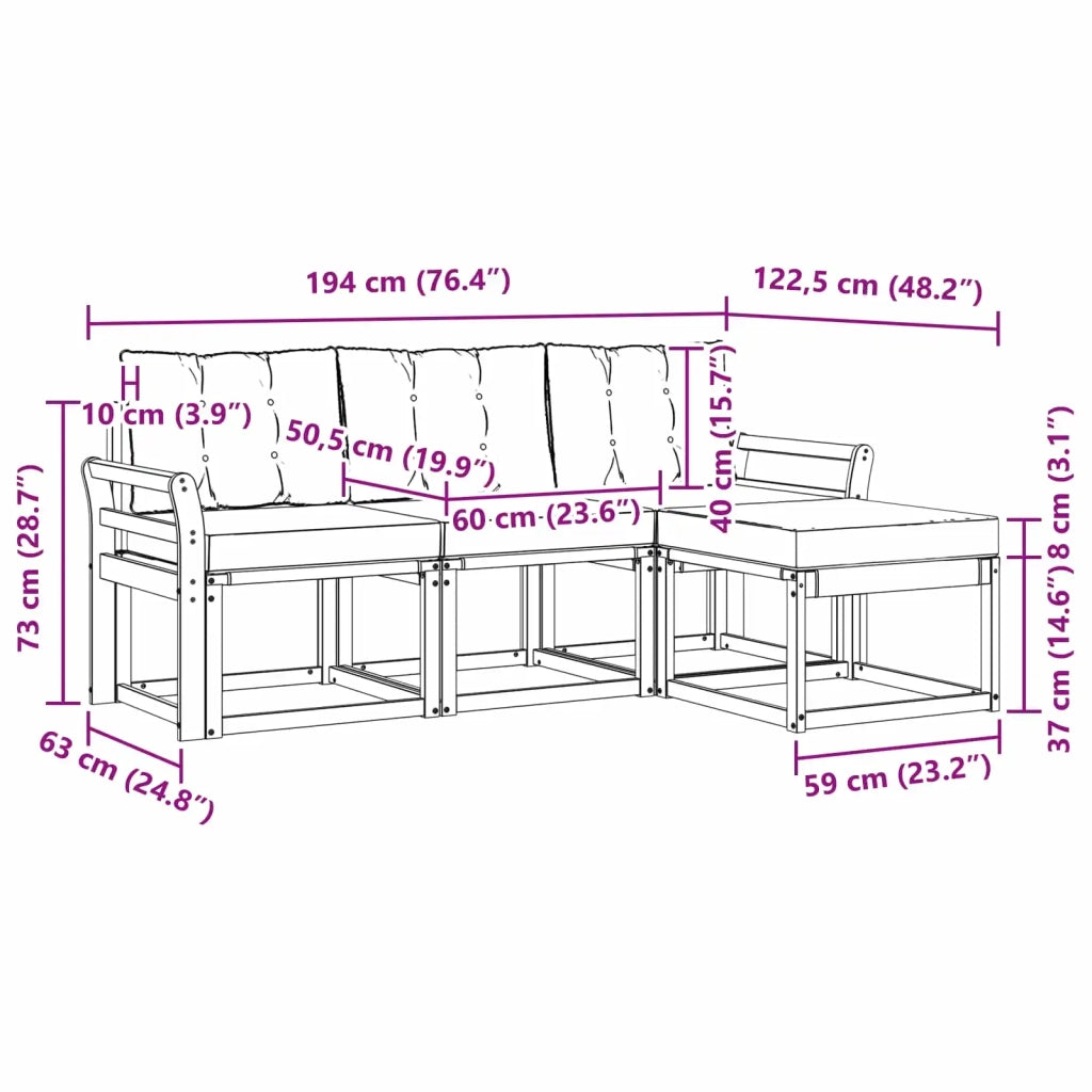 Set di divani da esterno con cuscino 4 pcs Bianco e Beige 3389359