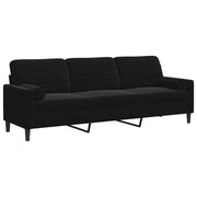 Divano | Divano da soggiorno | Sofa a 3 Posti con Cuscini Nero 210 cm in Velluto