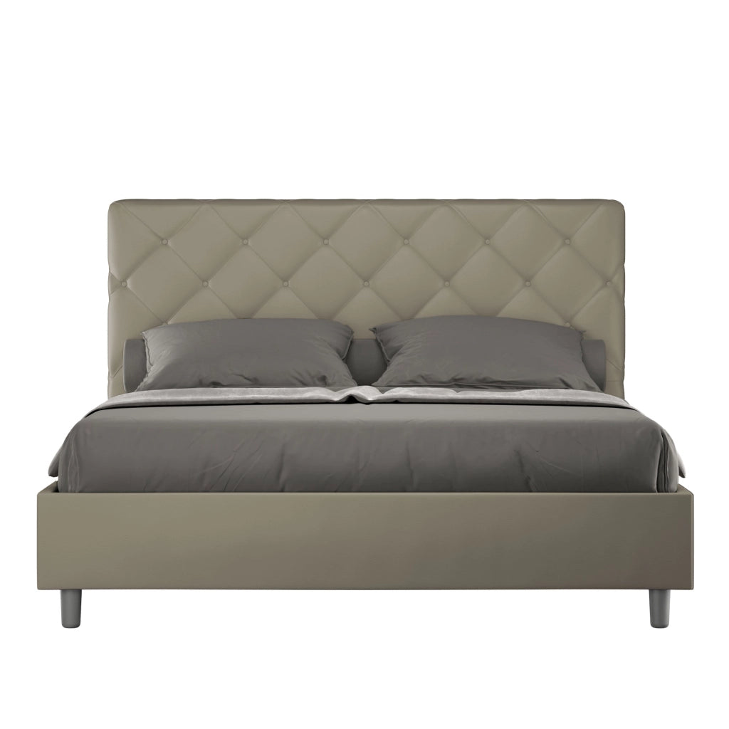 BS COM Letto matrimoniale senza rete imbottito 160x190 similpelle cappuccino