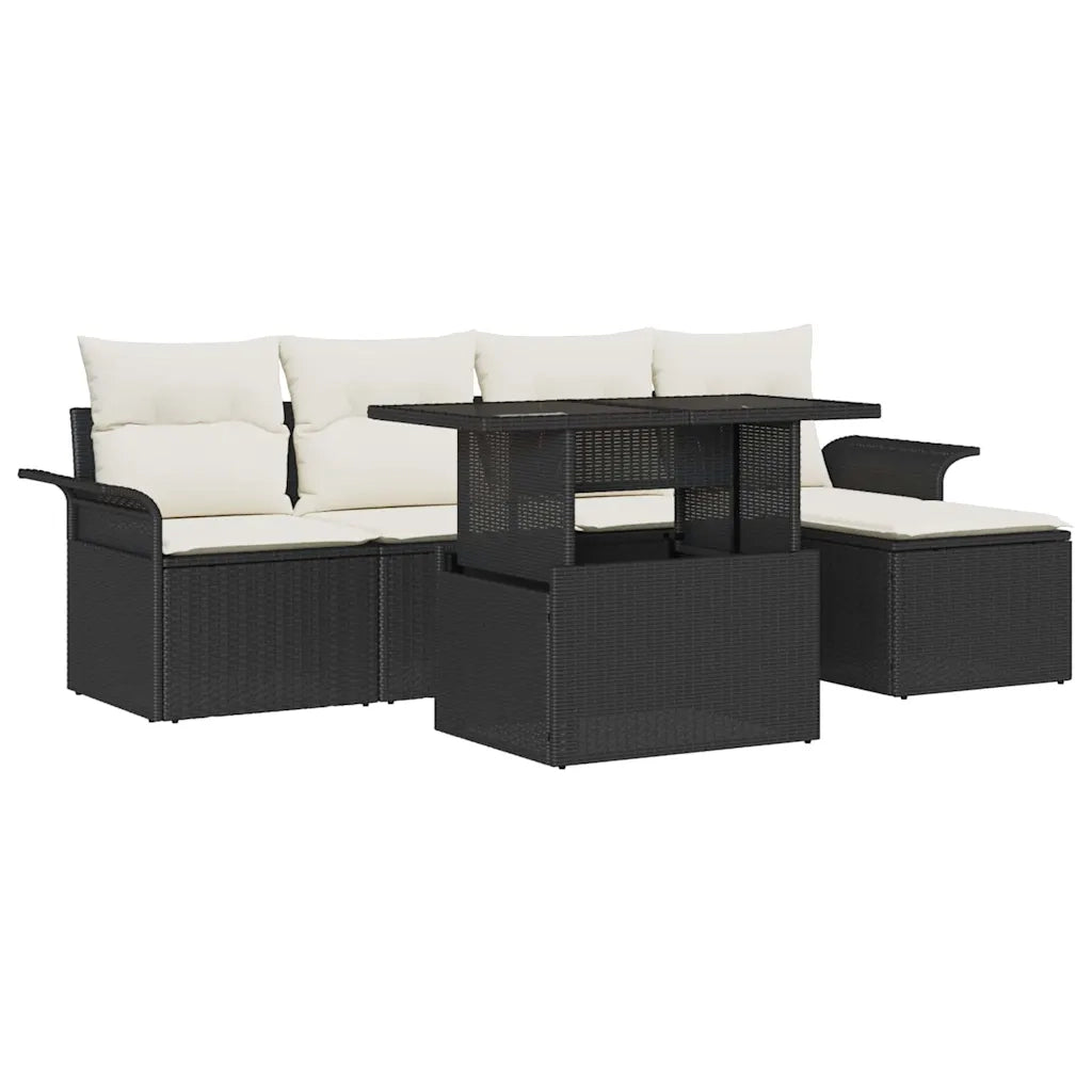Set Divano da Giardino con cuscino 8 pcs Nero Poly Rattan 3348323