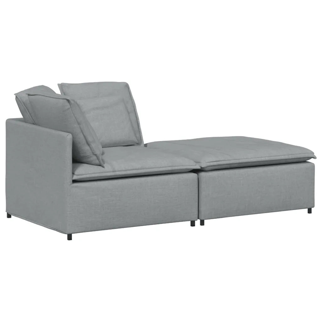 Divano Modulare con Poggiapiedi e Cuscini Tessuto Grigio Chiaro 3321207