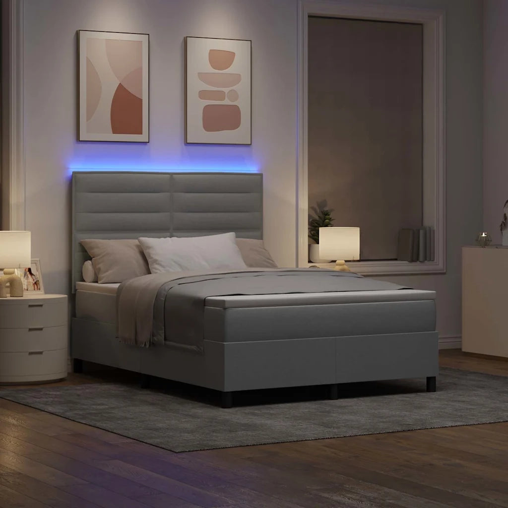 Letto a molle con materasso Grigio chiaro 140 x 200 cm Tessuto