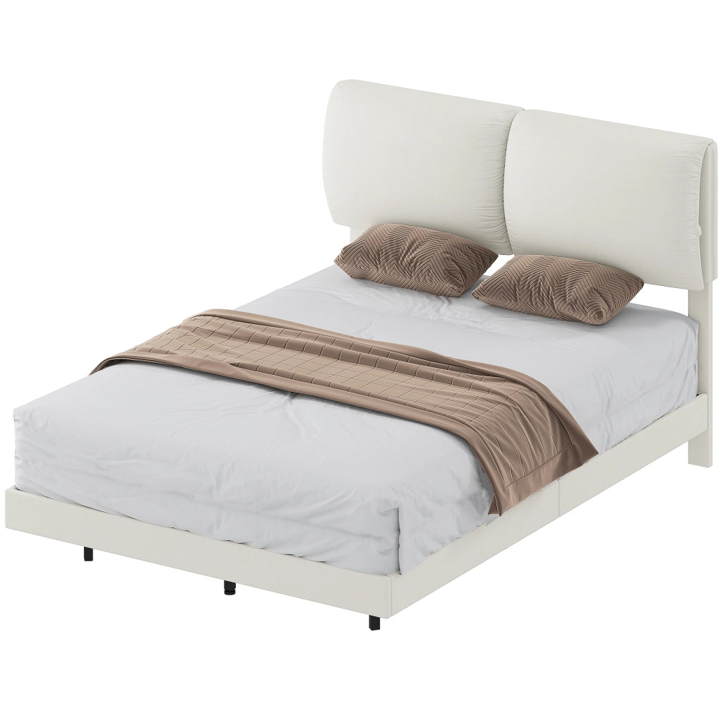 Letto matrimoniale imbottito con testiera ¨C Xylo ¨C Beige metallico 135x190 cm