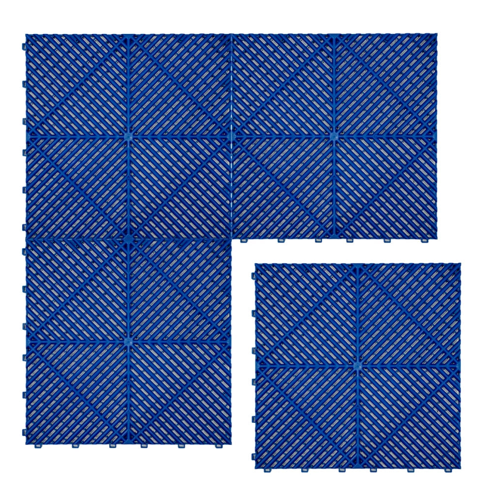 Piastrelle a incastro ventilate Blu 3,2m x 6m per garage e officine, antiscivolo.