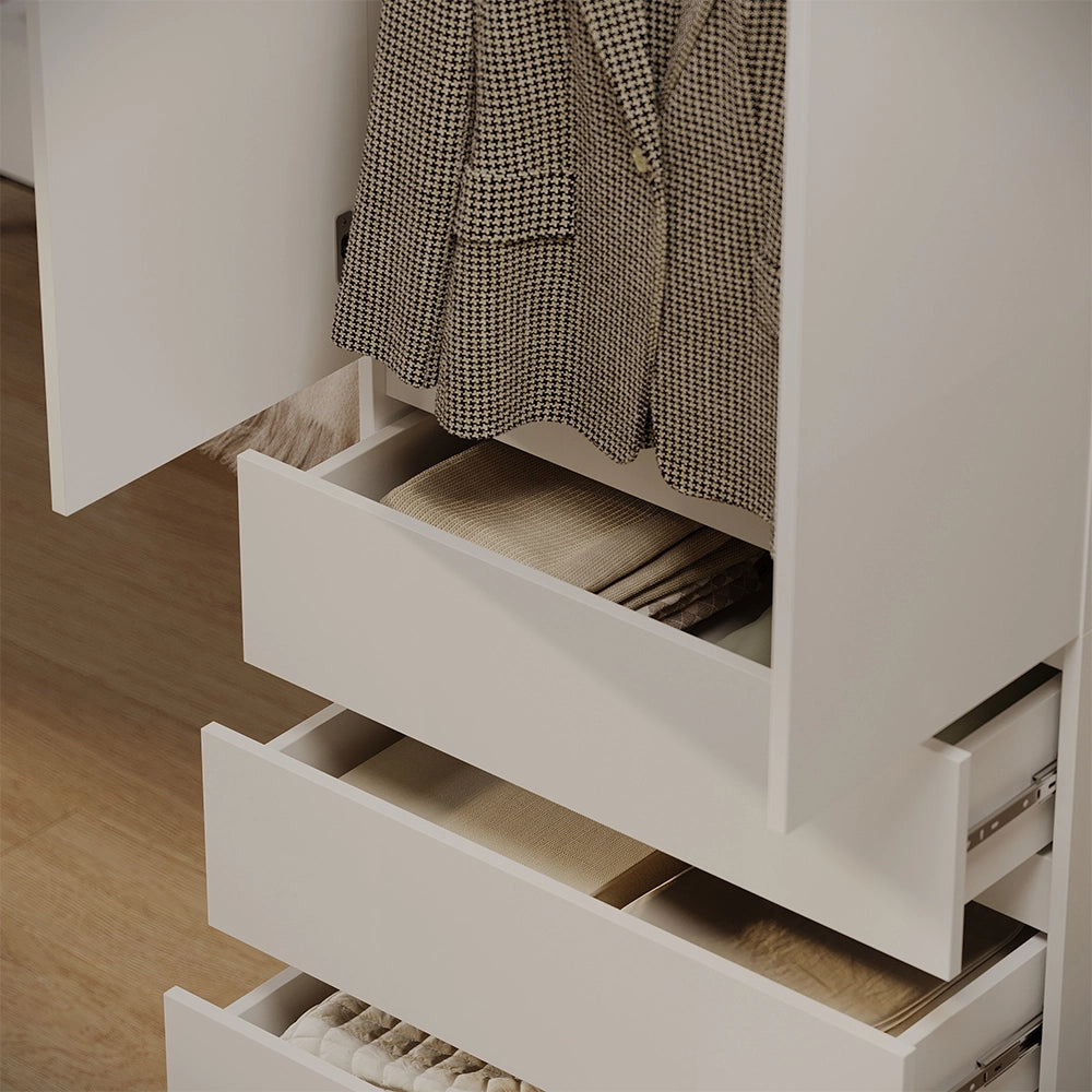 Vicco Armadio Bianco 74 x 191.5 cm con 4 cassetti