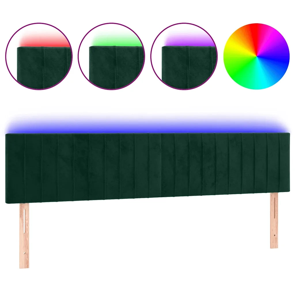 Testiera a LED Verde Scuro 160x5x78/88 cm in Velluto 3121907