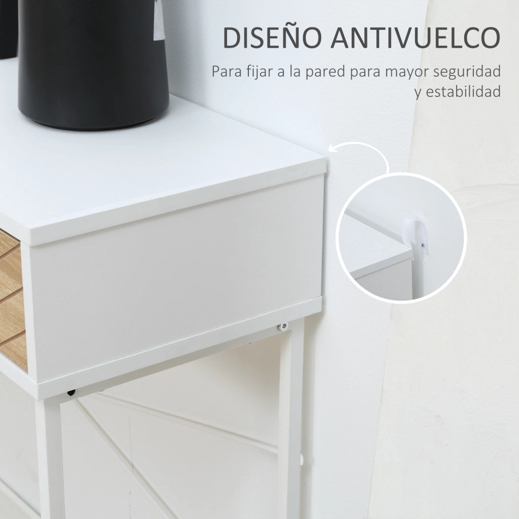 Tavolino con 2 cassetti design linee intagliate ¨C Minimal ¨C Bianco e rovere