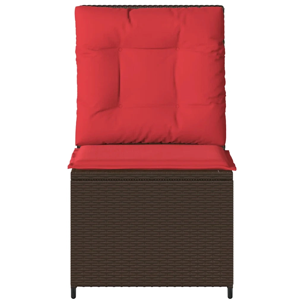 Divano da giardino con cuscino Marrone e Rosso polyrattan 3394482