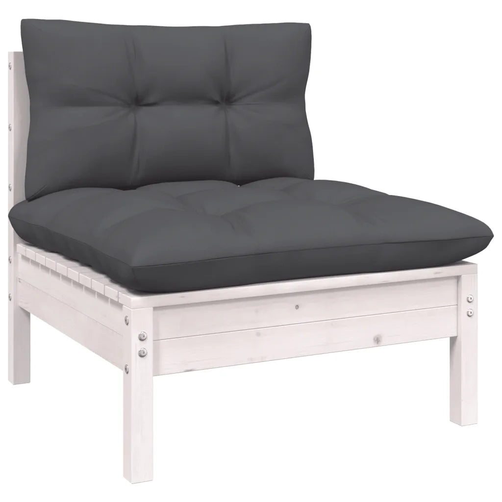 Set Divani da Giardino 6 pz con Cuscini Bianchi Legno di Pino 3097080
