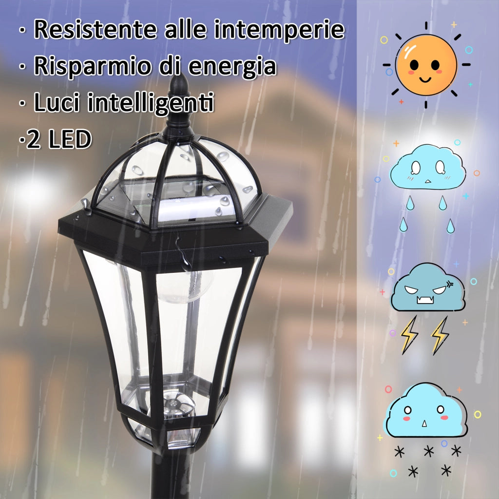 Lampioni Solari da Giardino Set 2 Pezzi ¨C Xylo ¨C LED Automatici Nero