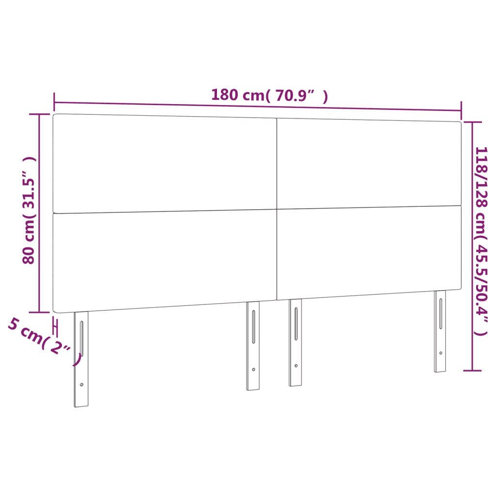 Testiera a LED Nera 180x5x118/128 cm in Velluto 3122206