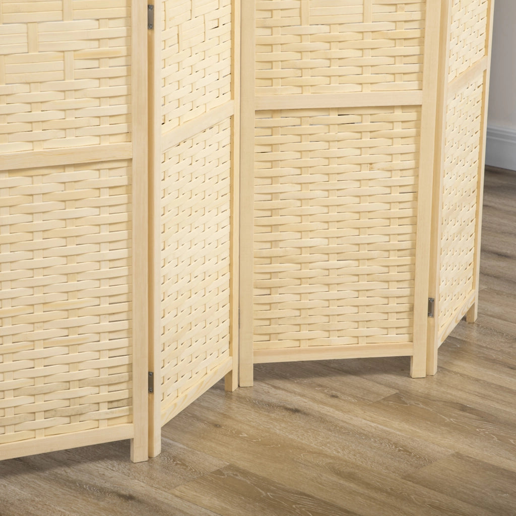 Paravento Separ¨¦ da Interno a 4 Ante in Legno e Bamb¨´, Pieghevole e Salvaspazio Altezza 170cm, Marrone
