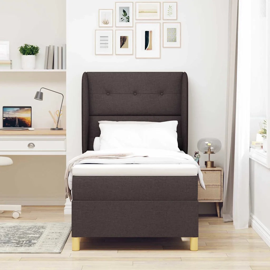 Letto a molle con materasso Marrone Scuro 190 x 90 cm Tessuto 3340728