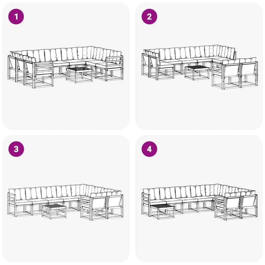 Set di divani da esterno con cuscino 10 pcs Bianco e Nero 3389874