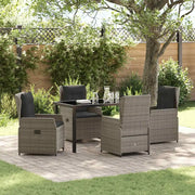 Set da Pranzo per Giardino 5 pcs Grigio polyrattan