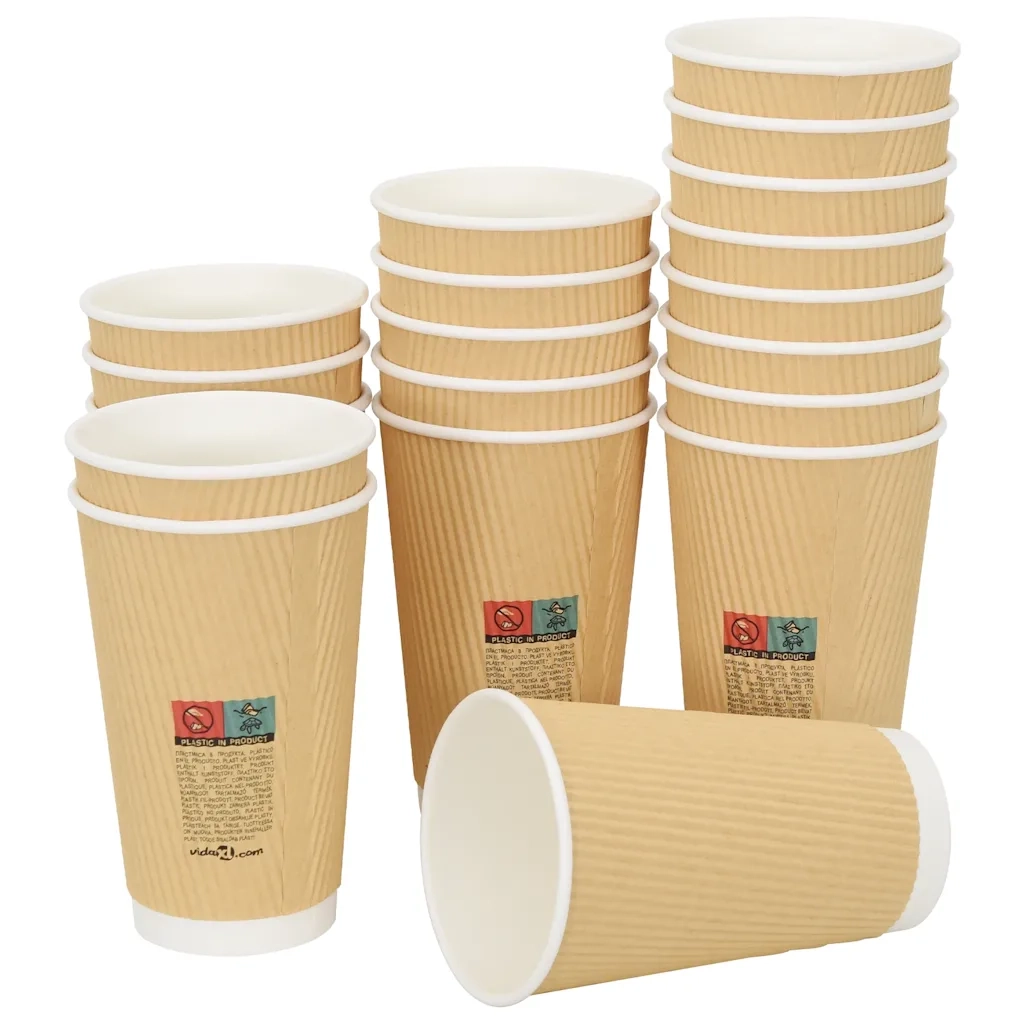 Bicchieri da Caffè in Carta 500 pz 16oz 400ml Marrone 4102801
