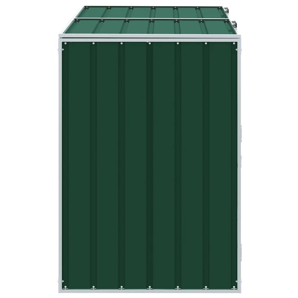 vidaXL Copribidone con Ruote per 2 Bidoni Verde 144x81x113 cm Acciaio