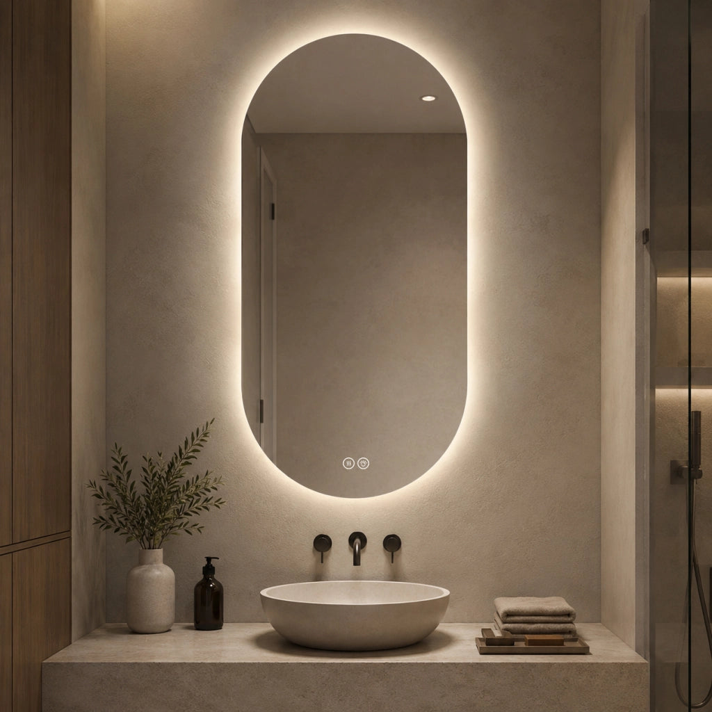 Specchio da bagno LED 60x120 cm con touch, anti-appannamento, 3 temperature luce e dimmerazione