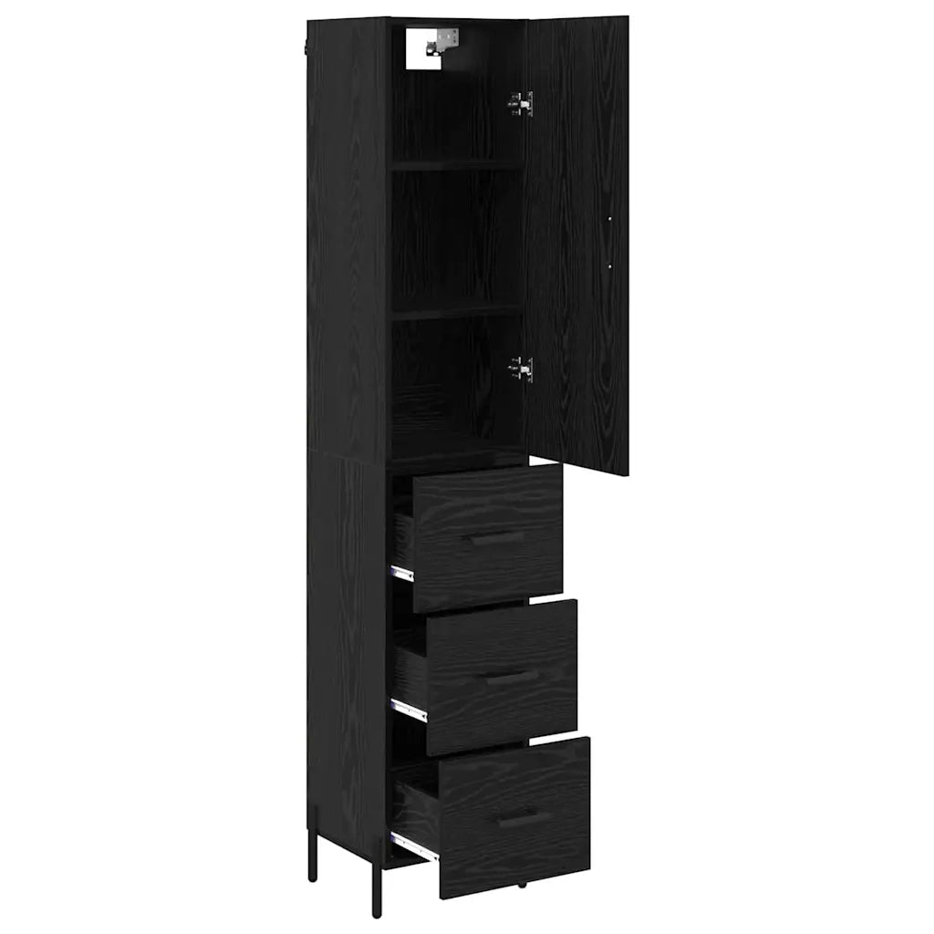 Credenza-Buffet-Armadio da cucina Rovere Nero 34,5 x 34 x 180 cm Legno multistrato 906685
