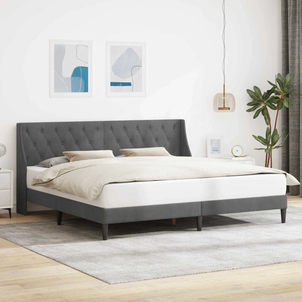 Letto matrimoniale | Letto per adulti | Struttura del letto Grigio scuro 180 x 200 cm Velluto