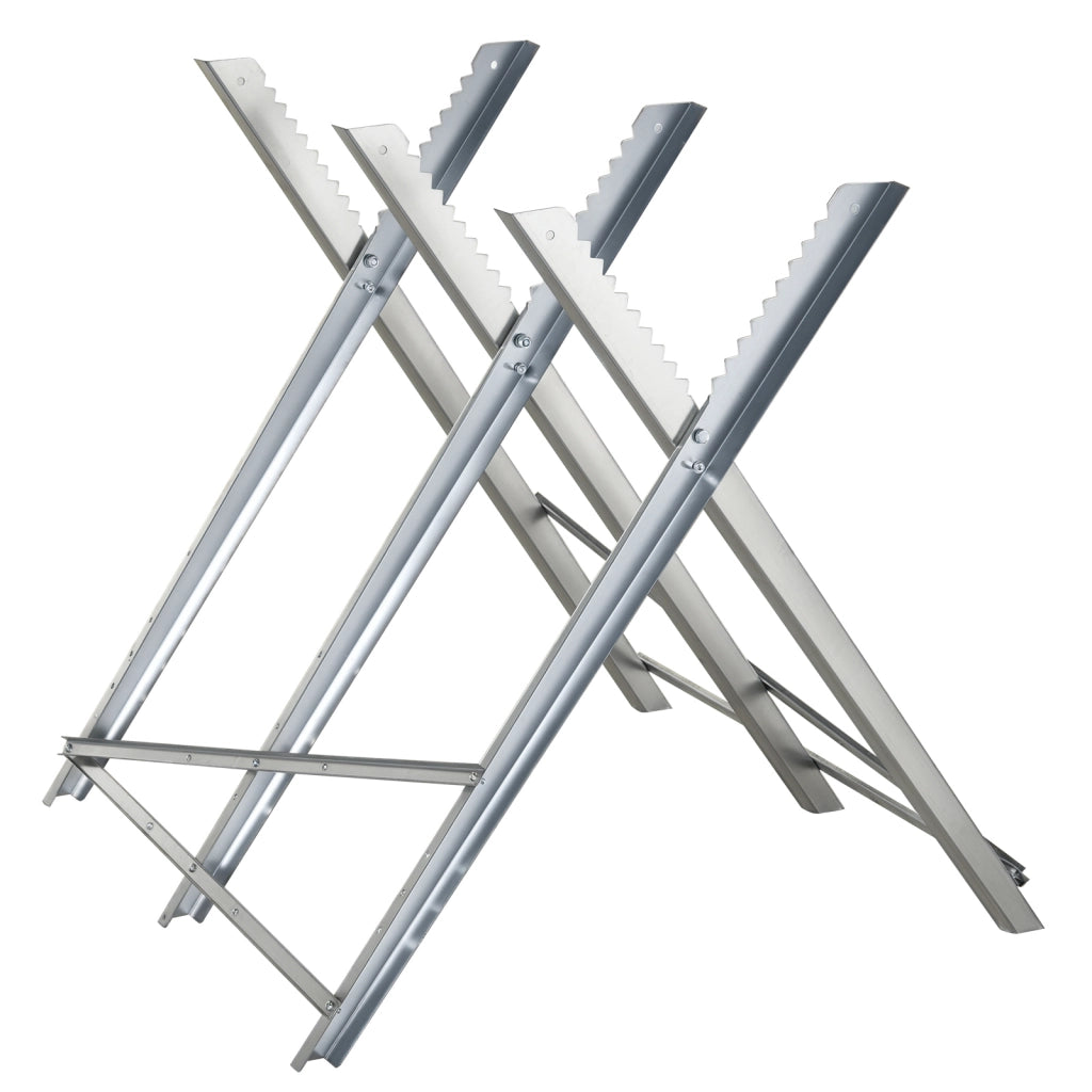 Cavalletto Pieghevole per Motosega ¨C Xylo ¨C Struttura Triangolare Metallo 100kg 83x83x79cm Argento