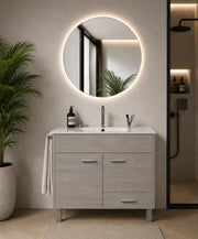 Mobile bagno con lavabo ORIGENBATH SAMOS senza specchio 90x40 cm rovere smoky