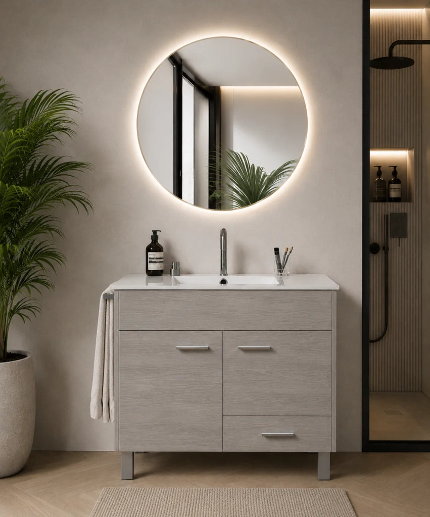 Mobile bagno con lavabo ORIGENBATH SAMOS senza specchio 90x40 cm rovere smoky