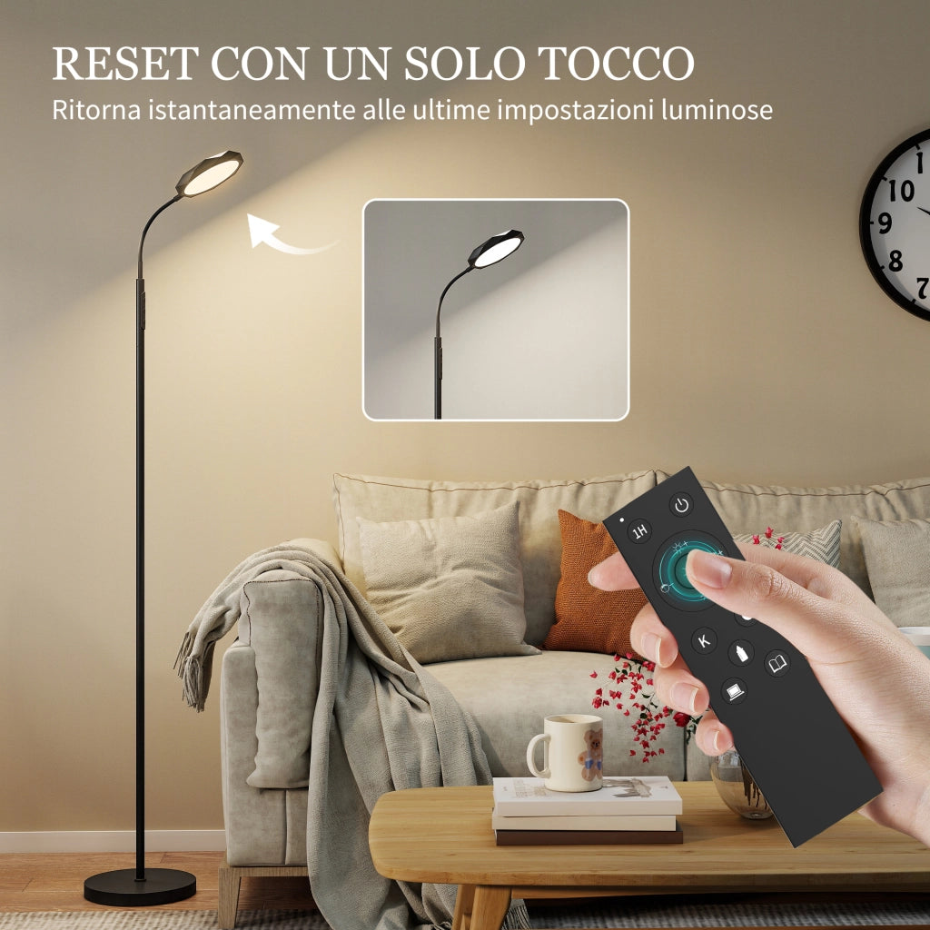 Lampada da Terra LED ¨C Xylo ¨C Telecomando, Testa Girevole, Dimmerabile, Nero