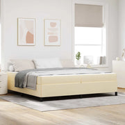 Letto a molle con materasso Crema 200 x 200 cm Tessuto