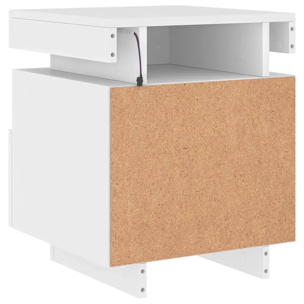 Comodino | Armadio da Notte | Mobiletto da notte con Luci LED Bianco 40x39x48,5 cm